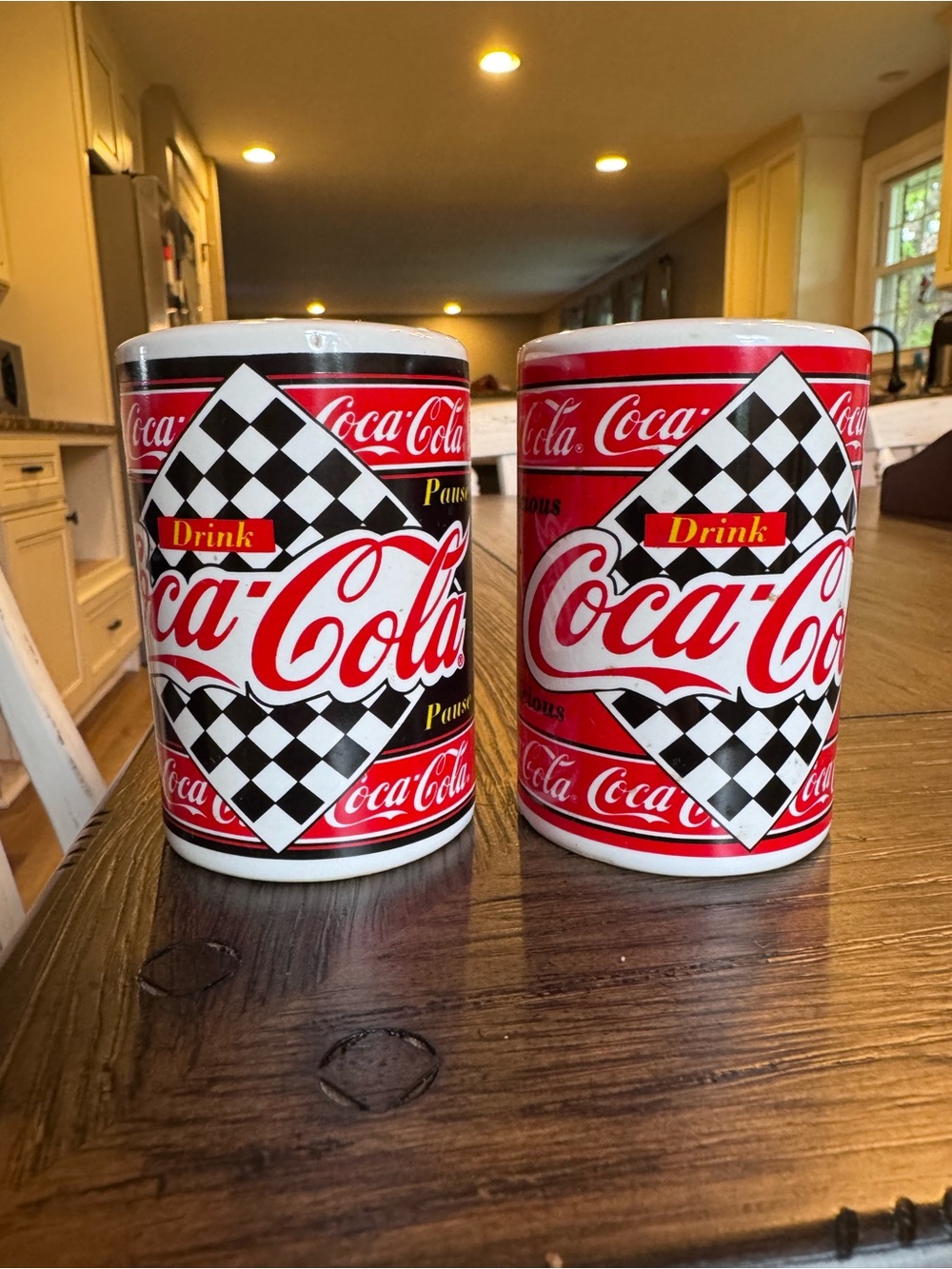 Vintage Enesco Ceramic Coca Cola Salt & Pepper Shakers Coke Signs 1995